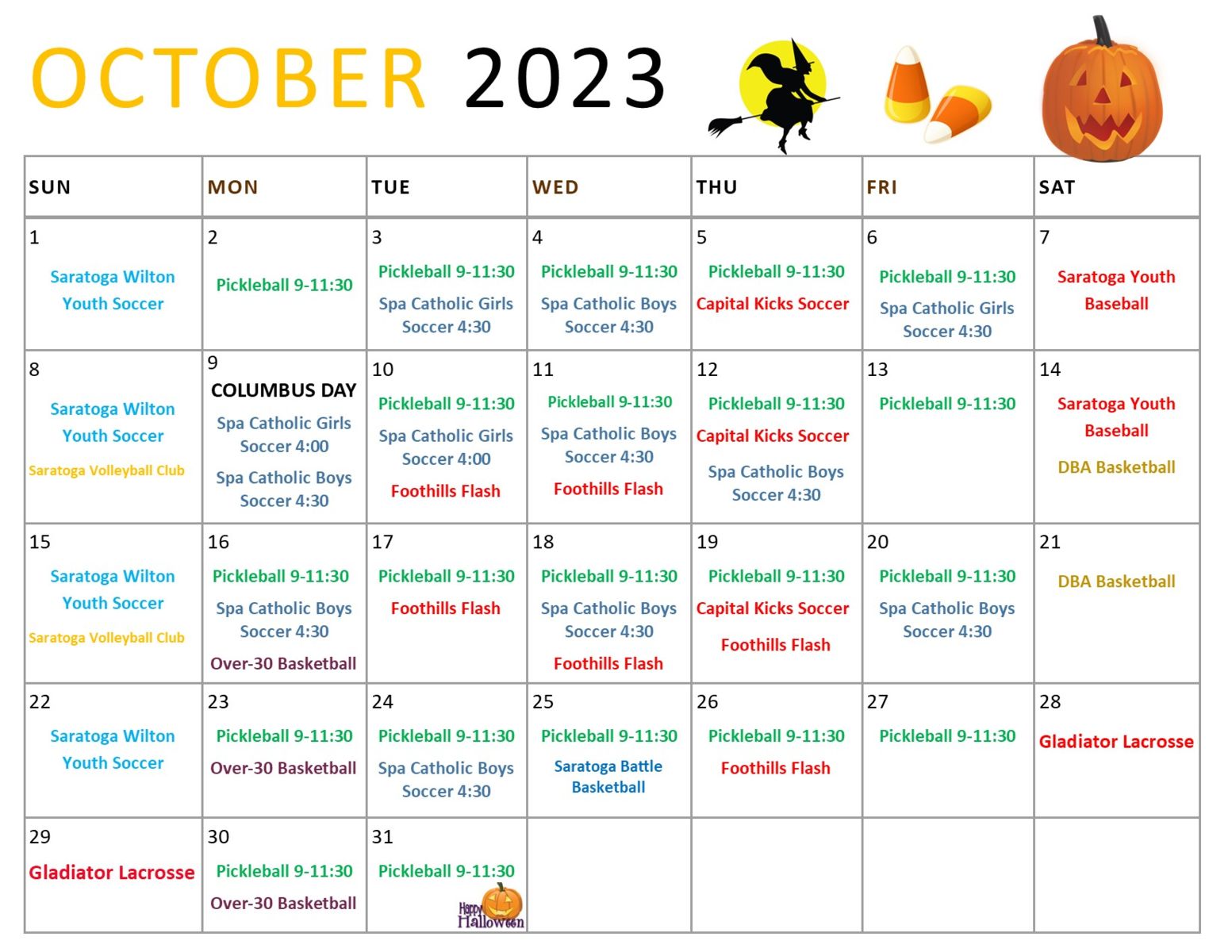 Park Calendar - Town of Wilton